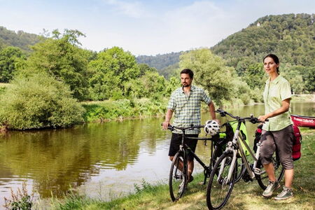Radfahrer am Werratal-Radweg bei Frankenroda